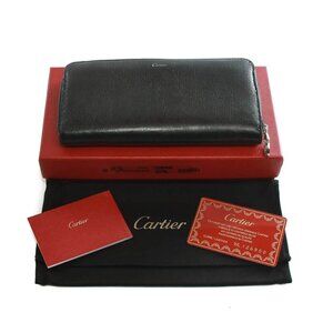 Authentic Must De Cartier black zippy wallet